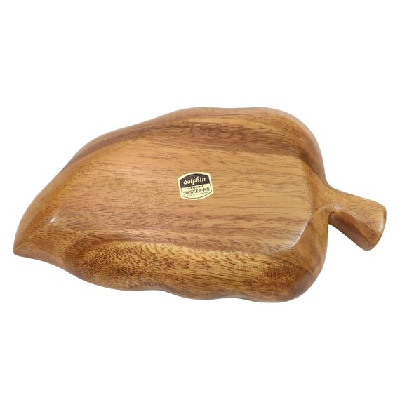 DOLPHIN Genuine Monkey-Pod Divided 3-Section Leaf Serving Bowl Tray Phillipines - Picture 9 of 10
